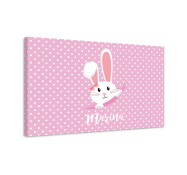 Tableau pour chambre bébé Lapin mignon pour fille avec nom - TenStickers