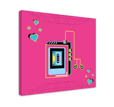 Tableau musique amour cassette rétro - TenStickers