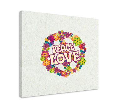 Tableau citation couronne de fleurs paix amour - TenStickers