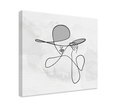 Tableau pour entrée Femme minimaliste avec chapeau - TenStickers