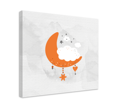 Tableau bébé lune nuage suspendue - TenStickers