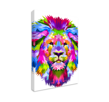 Tableau forme géométrique Lion couleurs vives - TenStickers