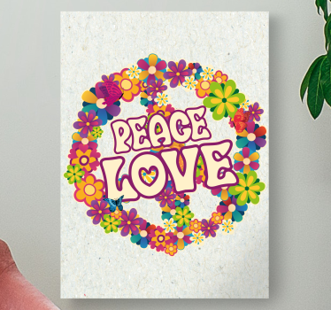 Tableau citation couronne de fleurs paix amour - TenStickers
