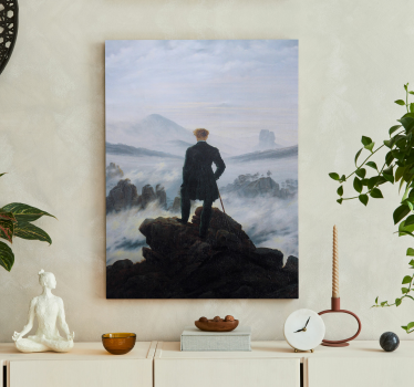 Tableau L'homme contemplant une mer de brume - TenStickers