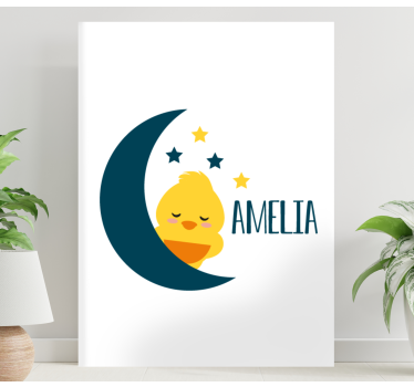 Tableau bébé poule endormie sous la lune - TenStickers