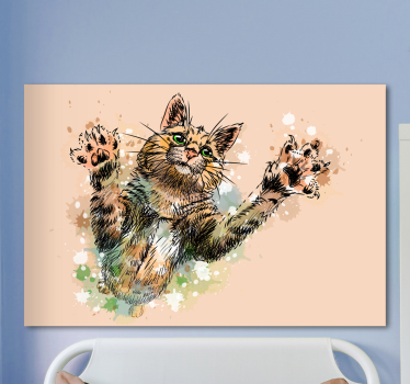 Tableau chat tendant les pattes - TenStickers