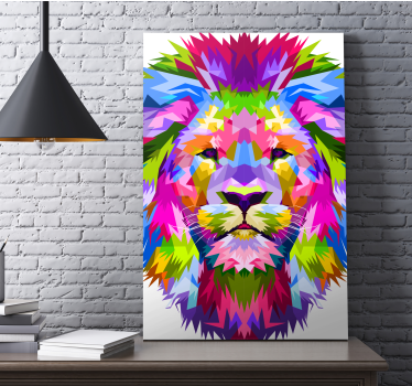 Tableau forme géométrique Lion couleurs vives - TenStickers