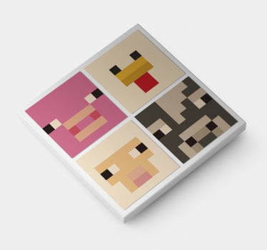 Cadre jeux vidéo visages d'animaux en pixel art - TenStickers