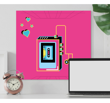 Tableau musique amour cassette rétro - TenStickers