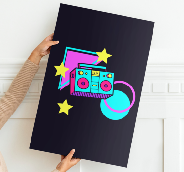 Tableau musique boombox rétro - TenStickers