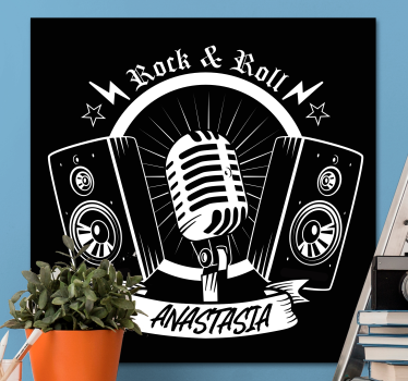 Tableau musique design microphone rétro - TenStickers