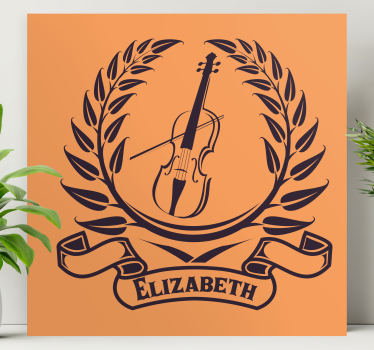 Tableau musique Écusson de violon en lauriers - TenStickers