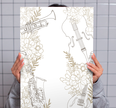 Tableau musique instruments floraux - TenStickers