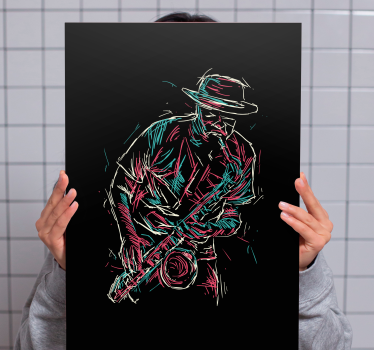 Tableau musique joueur de saxophone - TenStickers