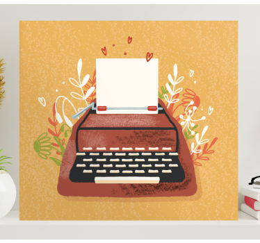 Tableau musique machine à écrire avec fleurs - TenStickers