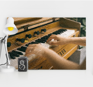 Tableau musique mains sur les touches - TenStickers