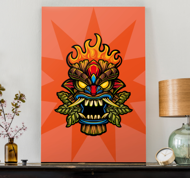 Tableau musique masque tribal enflammé - TenStickers