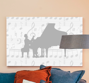 Tableau musique silhouette de mélodies au piano - TenStickers