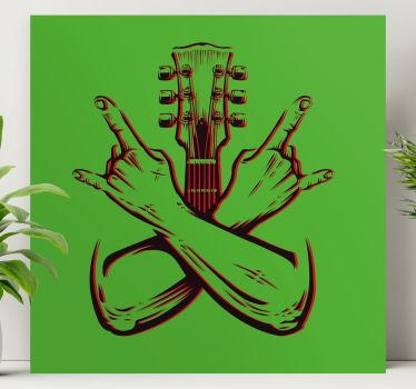 Tableau musique symbole de main de guitare - TenStickers