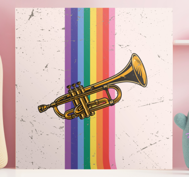 Tableau musique trompette avec lignes - TenStickers