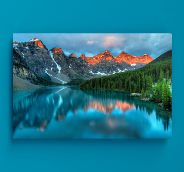 Tableau d'un paysage en montagne prés d'un lac - TenStickers