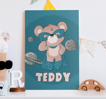 Tableau personnalisé texte Ourson super-héros - TenStickers