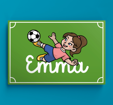 Tableau personnalisé texte Joueur de football fille avec nom - TenStickers