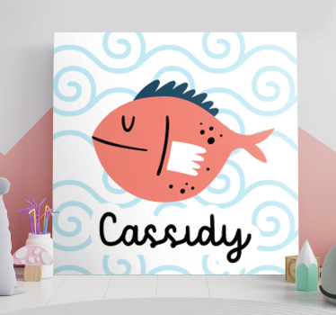 Tableau personnalisé texte Poisson souriant avec nom - TenStickers