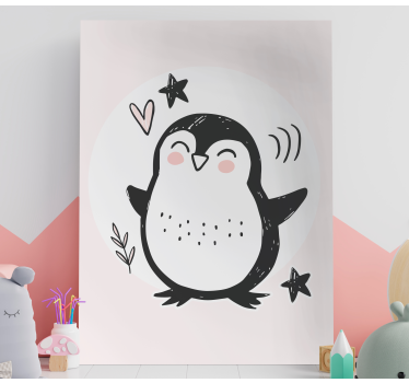 Tableau pour chambre bébé Doodle mignon bébé pingouin dessiné - TenStickers