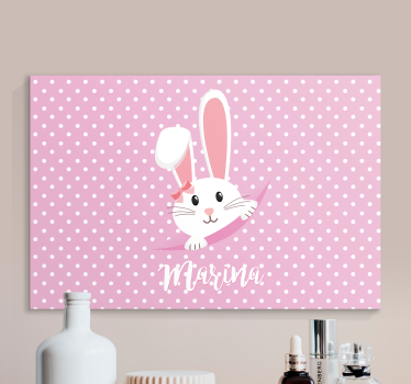 Tableau pour chambre bébé Lapin mignon pour fille avec nom - TenStickers