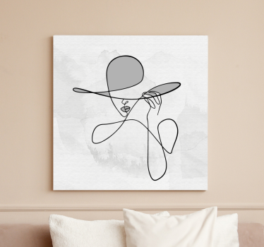 Tableau pour entrée Femme minimaliste avec chapeau - TenStickers