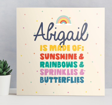 Tableau prénom personnalisé arcs-en-ciel - TenStickers