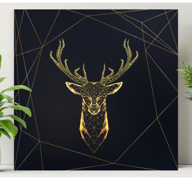Tableau style scandinave Cerf géométrique avec de l'or - TenStickers