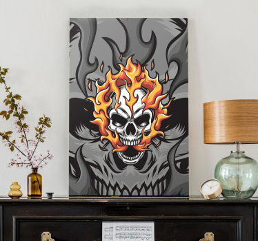 Tableau texte crâne en flammes - TenStickers