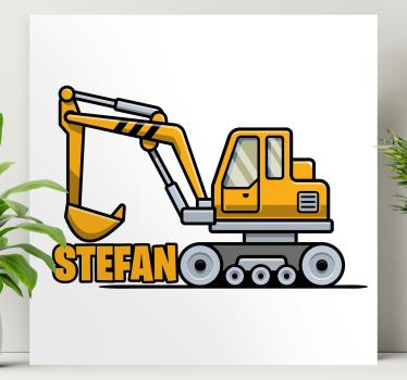 Tableau texte design machine excavatrice - TenStickers