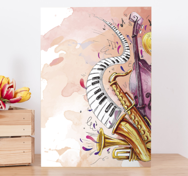 Tableau thème musique Instrumentos musicales acuarela - TenStickers