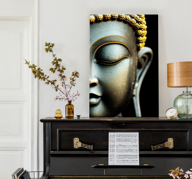 Tableau zen Bouddha portrait en gris et doré - TenStickers