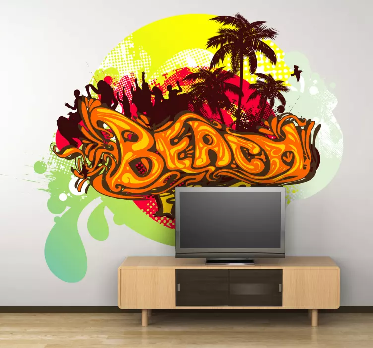 Sticker dessin beach party - TenStickers