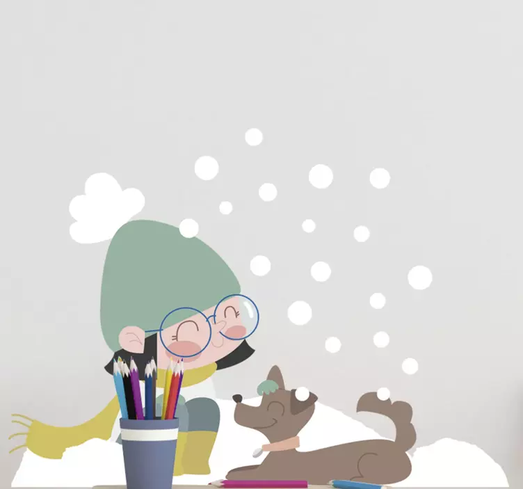 Sticker enfant fillette neige - TenStickers