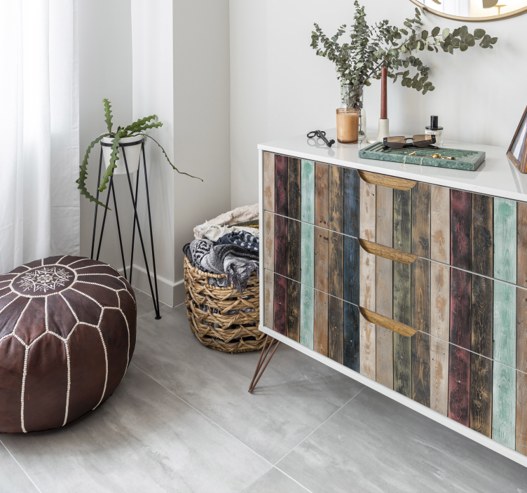 Papier adhésif meuble planches verticales peintes en couleurs - TenStickers