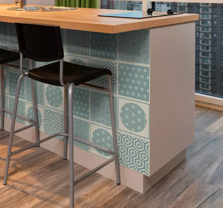 Carrelage adhésif japandi vert - TenStickers