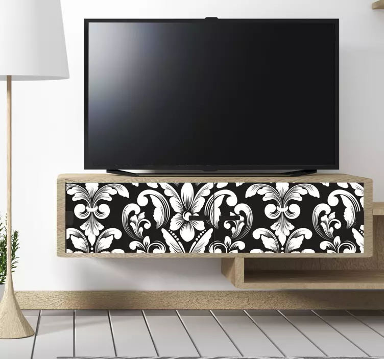 Adhésif meuble motif floral noir - TenStickers