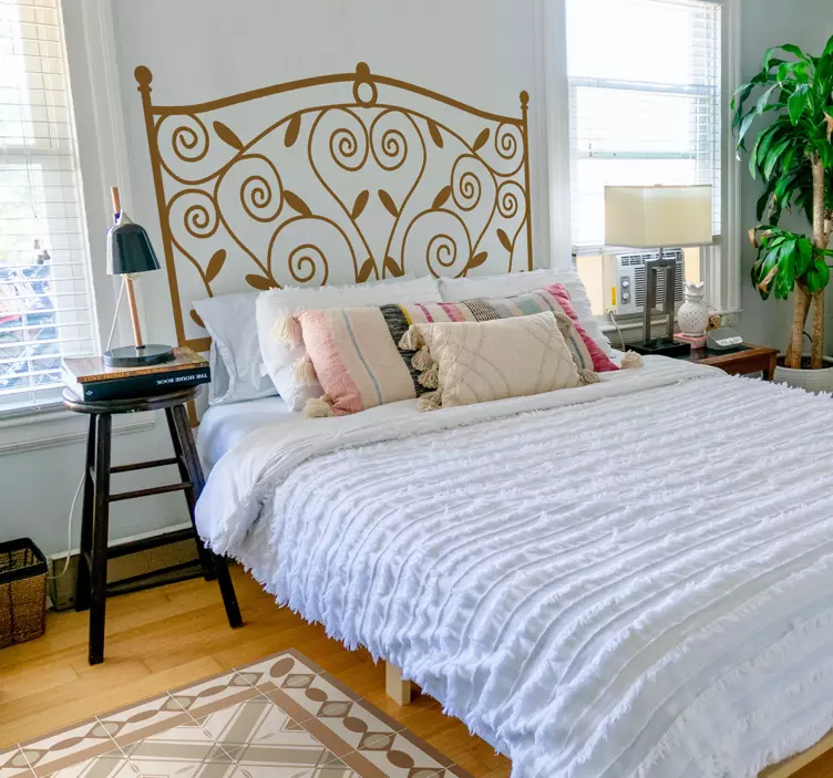 autocollant mural tete de lit fer forgé - TenStickers