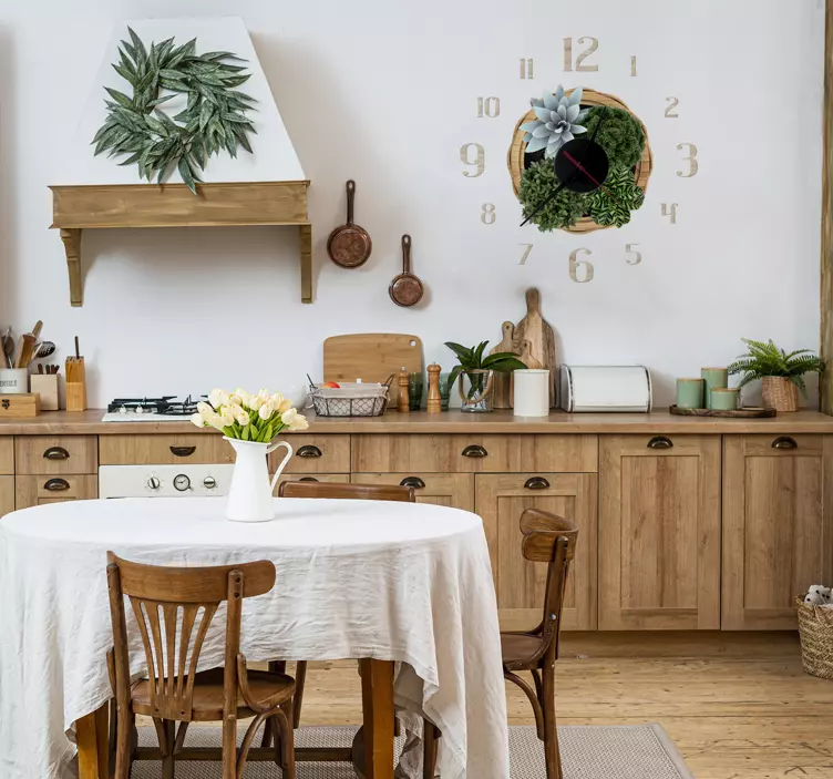 Sticker Horloge rustique avec motif jardin - TenStickers