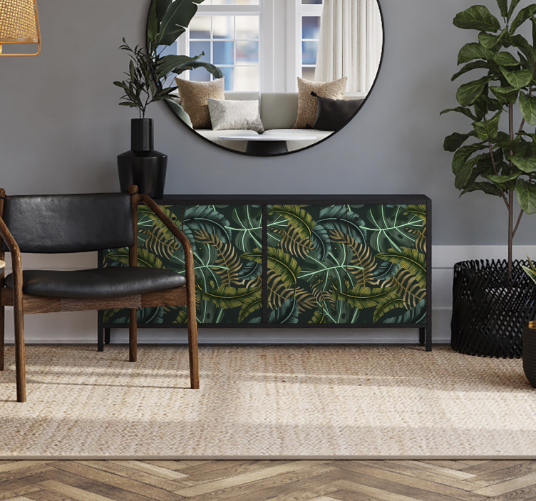 Adhésif meuble feuille tropical - TenStickers