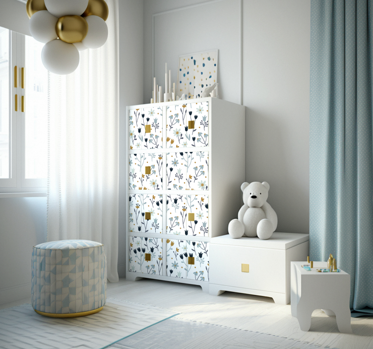Adhésif meuble fleurs minimalistes - TenStickers