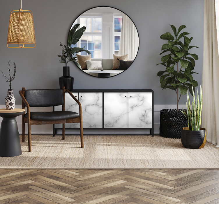 Adhésif meuble effet marbre blanc - TenStickers