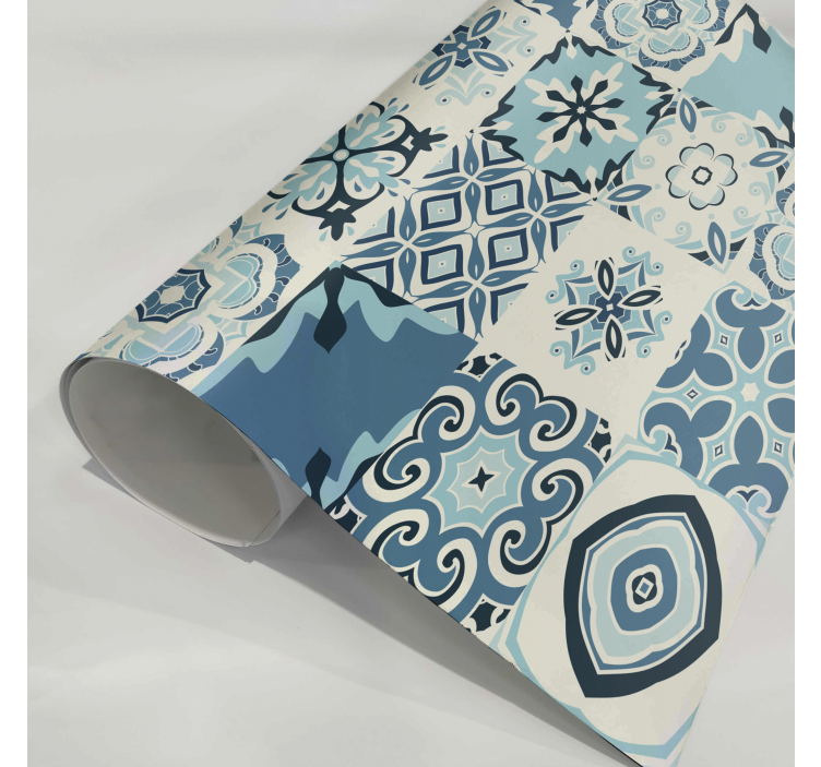 Adhésif meuble imitation carreaux bleus - TenStickers