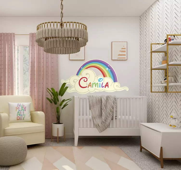 Sticker chambre enfant arc-en-ciel avec prénom - TenStickers