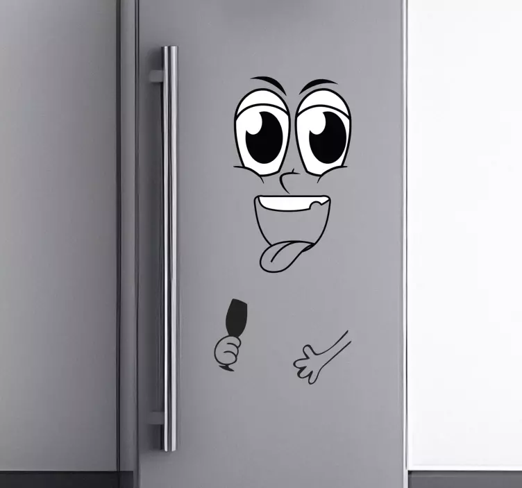Sticker frigo visage avec un verre - TenStickers